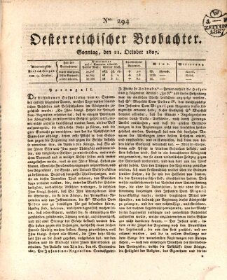 Der Oesterreichische Beobachter Sonntag 21. Oktober 1827