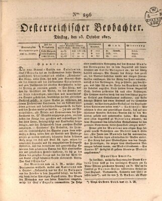 Der Oesterreichische Beobachter Dienstag 23. Oktober 1827