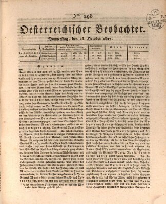 Der Oesterreichische Beobachter Donnerstag 25. Oktober 1827