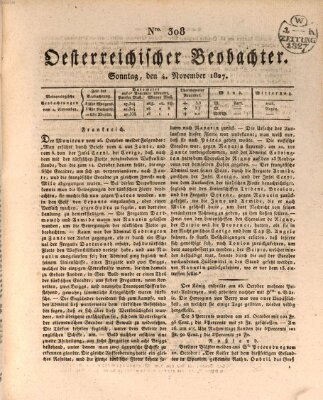 Der Oesterreichische Beobachter Sonntag 4. November 1827