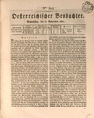 Der Oesterreichische Beobachter Donnerstag 8. November 1827