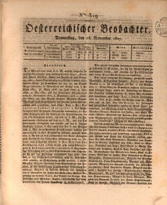 Der Oesterreichische Beobachter Donnerstag 15. November 1827