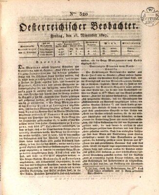 Der Oesterreichische Beobachter Freitag 16. November 1827