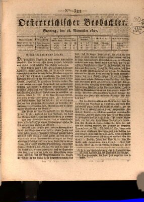 Der Oesterreichische Beobachter Sonntag 18. November 1827