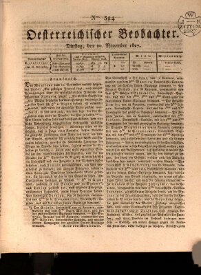 Der Oesterreichische Beobachter Dienstag 20. November 1827