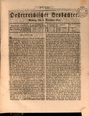 Der Oesterreichische Beobachter Montag 3. Dezember 1827