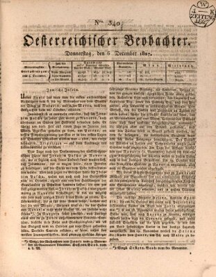 Der Oesterreichische Beobachter Donnerstag 6. Dezember 1827