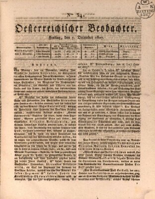 Der Oesterreichische Beobachter Freitag 7. Dezember 1827