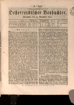 Der Oesterreichische Beobachter Mittwoch 19. Dezember 1827