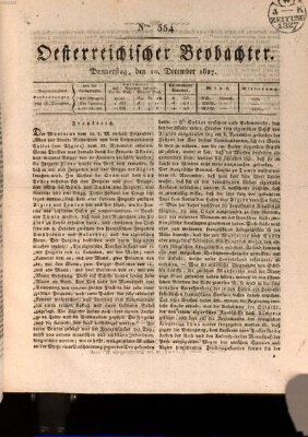 Der Oesterreichische Beobachter Donnerstag 20. Dezember 1827