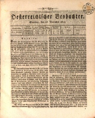 Der Oesterreichische Beobachter Sonntag 23. Dezember 1827