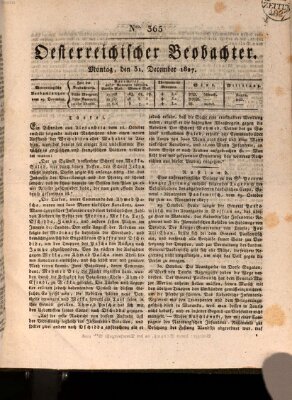 Der Oesterreichische Beobachter Montag 31. Dezember 1827