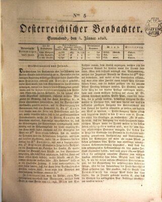 Der Oesterreichische Beobachter Samstag 5. Januar 1828