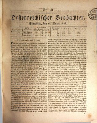 Der Oesterreichische Beobachter Samstag 12. Januar 1828