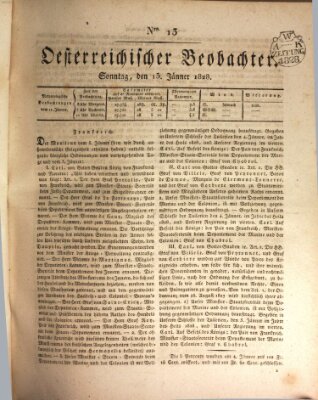 Der Oesterreichische Beobachter Sonntag 13. Januar 1828