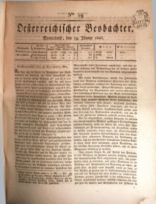 Der Oesterreichische Beobachter Samstag 19. Januar 1828