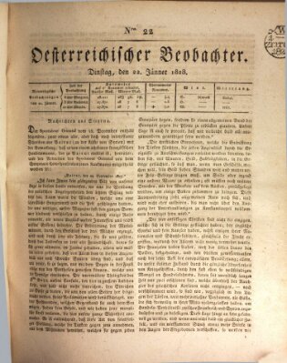 Der Oesterreichische Beobachter Dienstag 22. Januar 1828