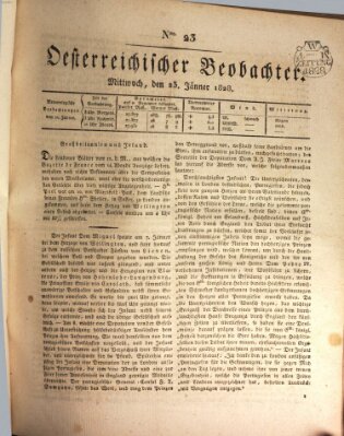 Der Oesterreichische Beobachter Mittwoch 23. Januar 1828