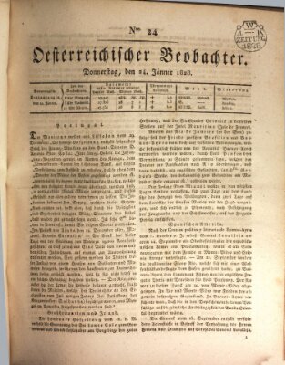 Der Oesterreichische Beobachter Donnerstag 24. Januar 1828