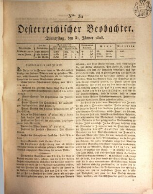 Der Oesterreichische Beobachter Donnerstag 31. Januar 1828