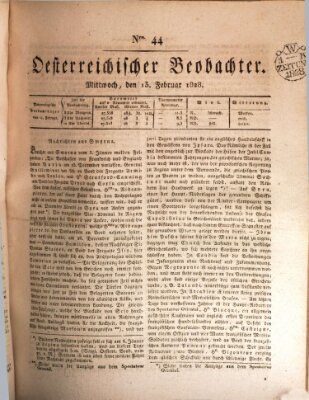 Der Oesterreichische Beobachter Mittwoch 13. Februar 1828