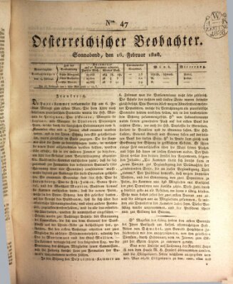 Der Oesterreichische Beobachter Samstag 16. Februar 1828