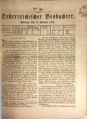 Der Oesterreichische Beobachter Montag 18. Februar 1828