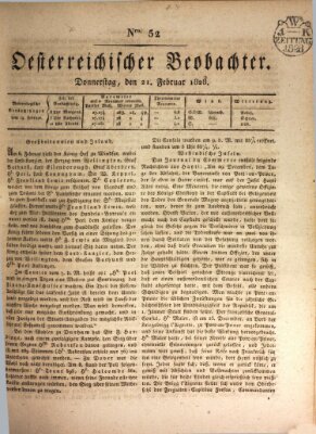 Der Oesterreichische Beobachter Donnerstag 21. Februar 1828