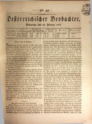 Der Oesterreichische Beobachter Mittwoch 27. Februar 1828