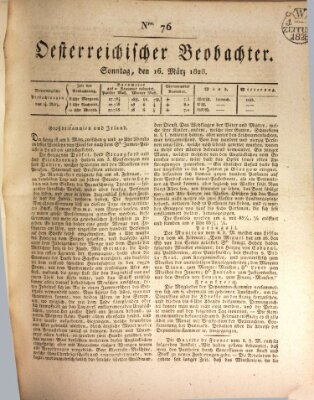 Der Oesterreichische Beobachter Sonntag 16. März 1828