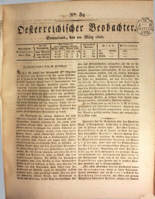 Der Oesterreichische Beobachter Samstag 22. März 1828