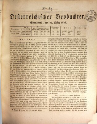 Der Oesterreichische Beobachter Samstag 29. März 1828