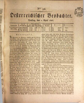 Der Oesterreichische Beobachter Dienstag 1. April 1828