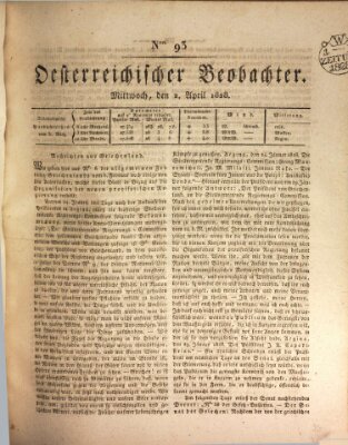 Der Oesterreichische Beobachter Mittwoch 2. April 1828