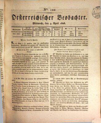 Der Oesterreichische Beobachter Mittwoch 9. April 1828