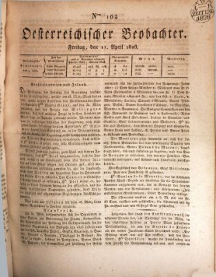 Der Oesterreichische Beobachter Freitag 11. April 1828