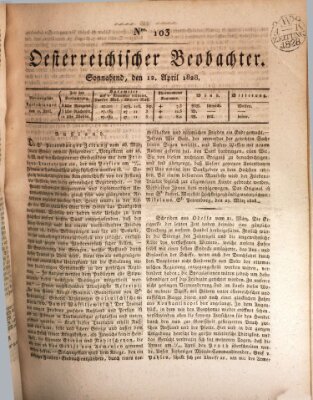 Der Oesterreichische Beobachter Samstag 12. April 1828