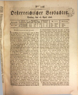 Der Oesterreichische Beobachter Dienstag 15. April 1828