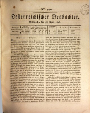 Der Oesterreichische Beobachter Mittwoch 16. April 1828