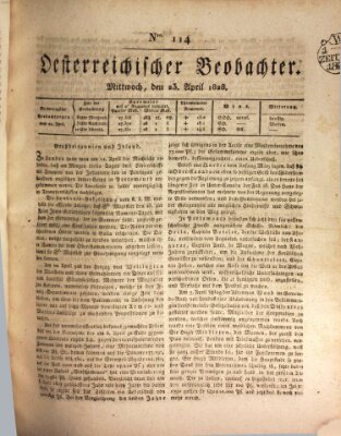 Der Oesterreichische Beobachter Mittwoch 23. April 1828