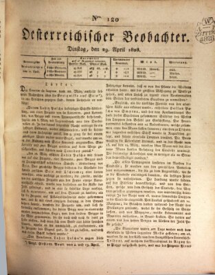 Der Oesterreichische Beobachter Dienstag 29. April 1828