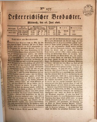 Der Oesterreichische Beobachter Mittwoch 25. Juni 1828