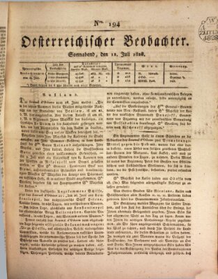 Der Oesterreichische Beobachter Samstag 12. Juli 1828