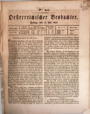 Der Oesterreichische Beobachter Freitag 18. Juli 1828