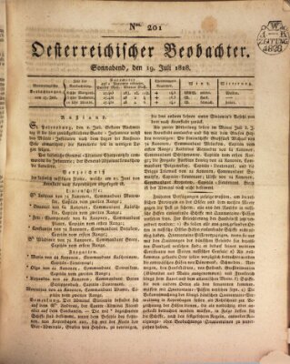 Der Oesterreichische Beobachter Samstag 19. Juli 1828