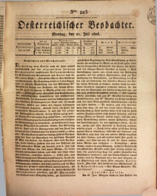 Der Oesterreichische Beobachter Montag 21. Juli 1828