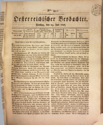 Der Oesterreichische Beobachter Dienstag 29. Juli 1828