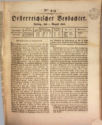 Der Oesterreichische Beobachter Freitag 1. August 1828