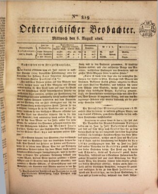 Der Oesterreichische Beobachter Mittwoch 6. August 1828