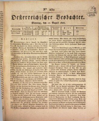 Der Oesterreichische Beobachter Sonntag 17. August 1828